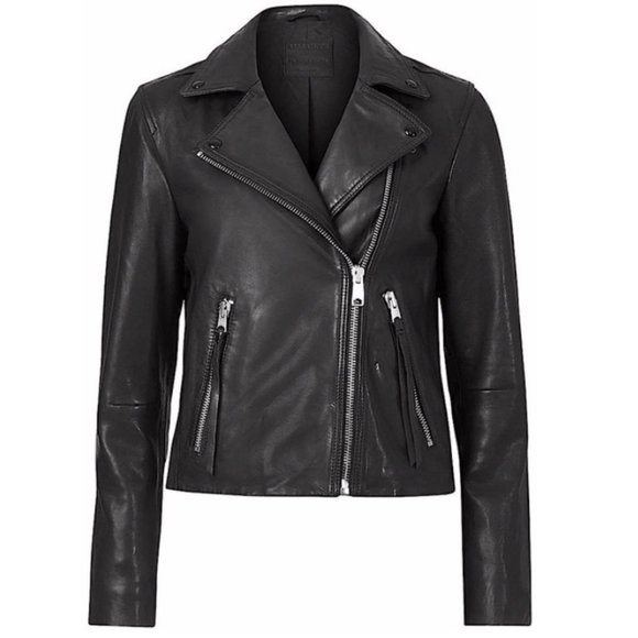 All Saints Black with Tag Dalby Leather Biker Jacket NWT - Picture 1 of 9